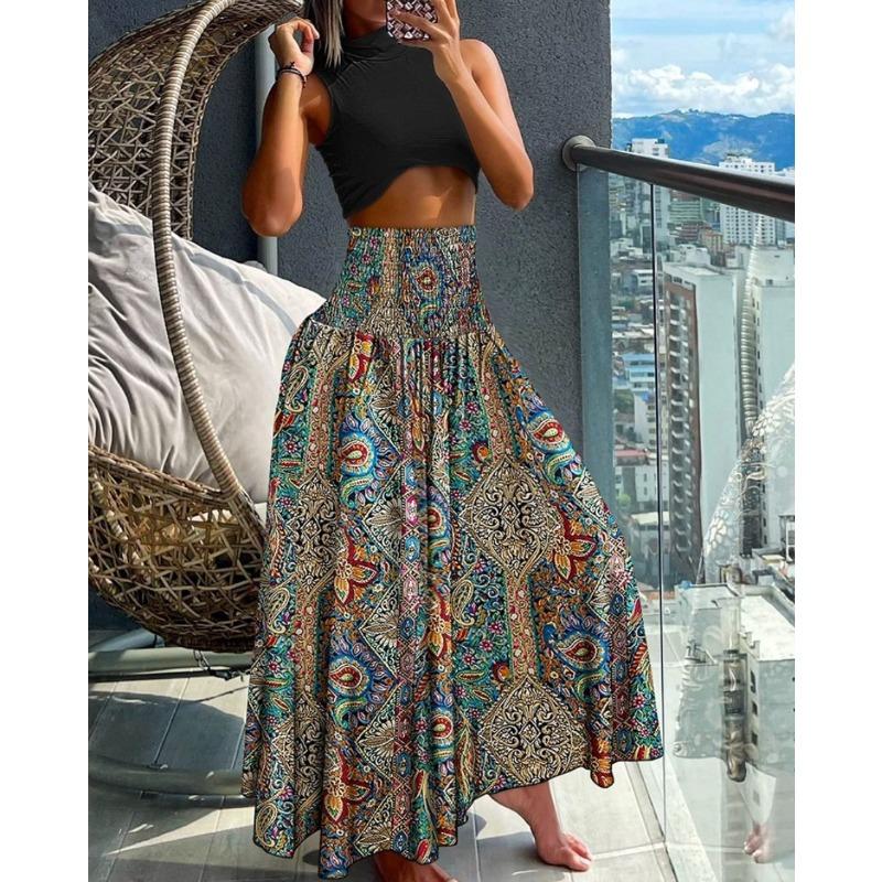 Summer Fashion High Waist Skinny Printed Women's Skirt Women