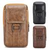 Vintage Style PU Leather Waist Strap Bag Waterproof Multi Layer Mobile Phone Waist Bag with Waist Hook Chest Bag Outdoor