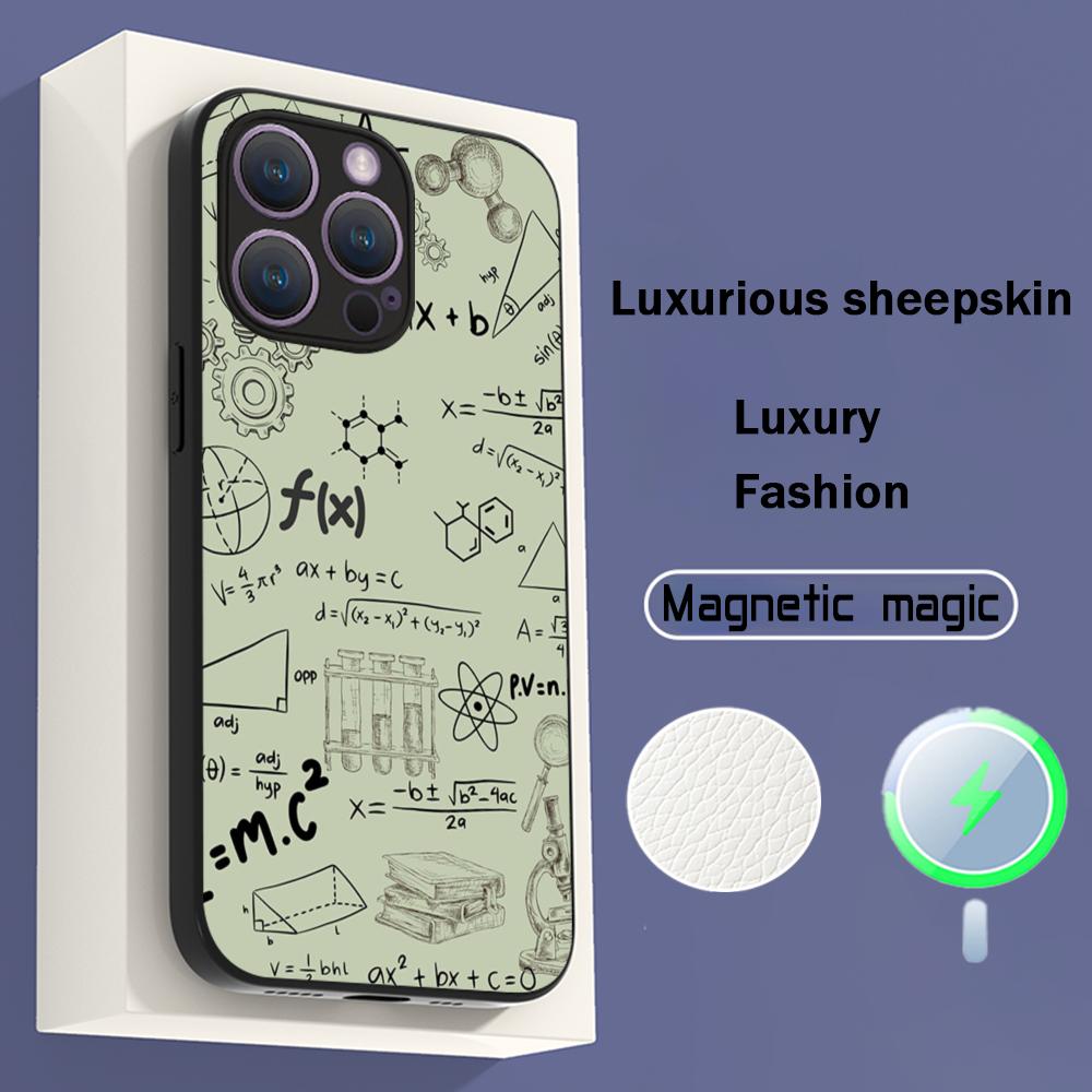 Cool formula equation cool pattern Phone Case For iPhone 16 15 14 13 12 11 Plus Pro Max High-end Luxury Magsafe Sheepskin