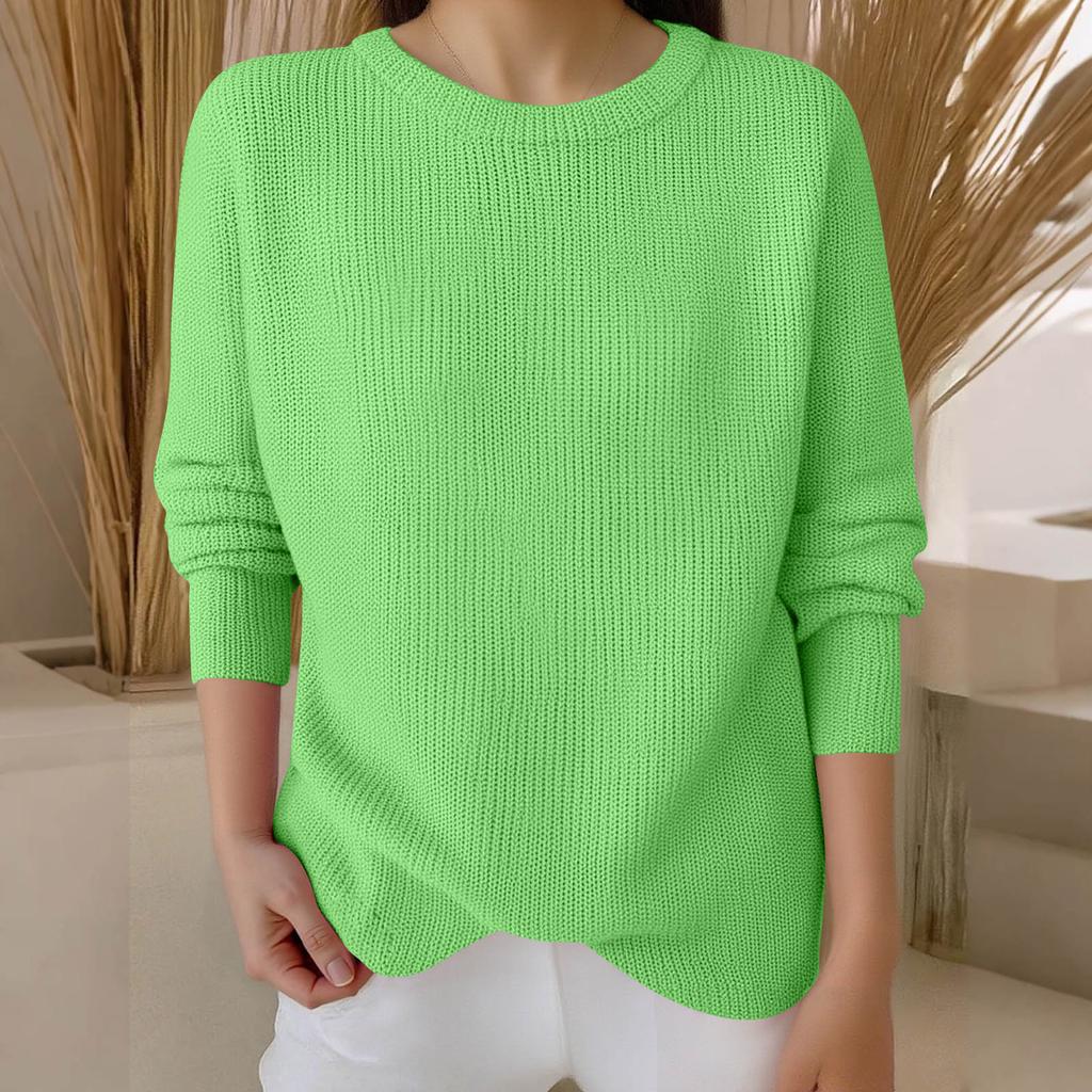 Long Sleeve Pullover Sweaters For Women O Neck Casual Cute Printing Knit Oversized Sweater