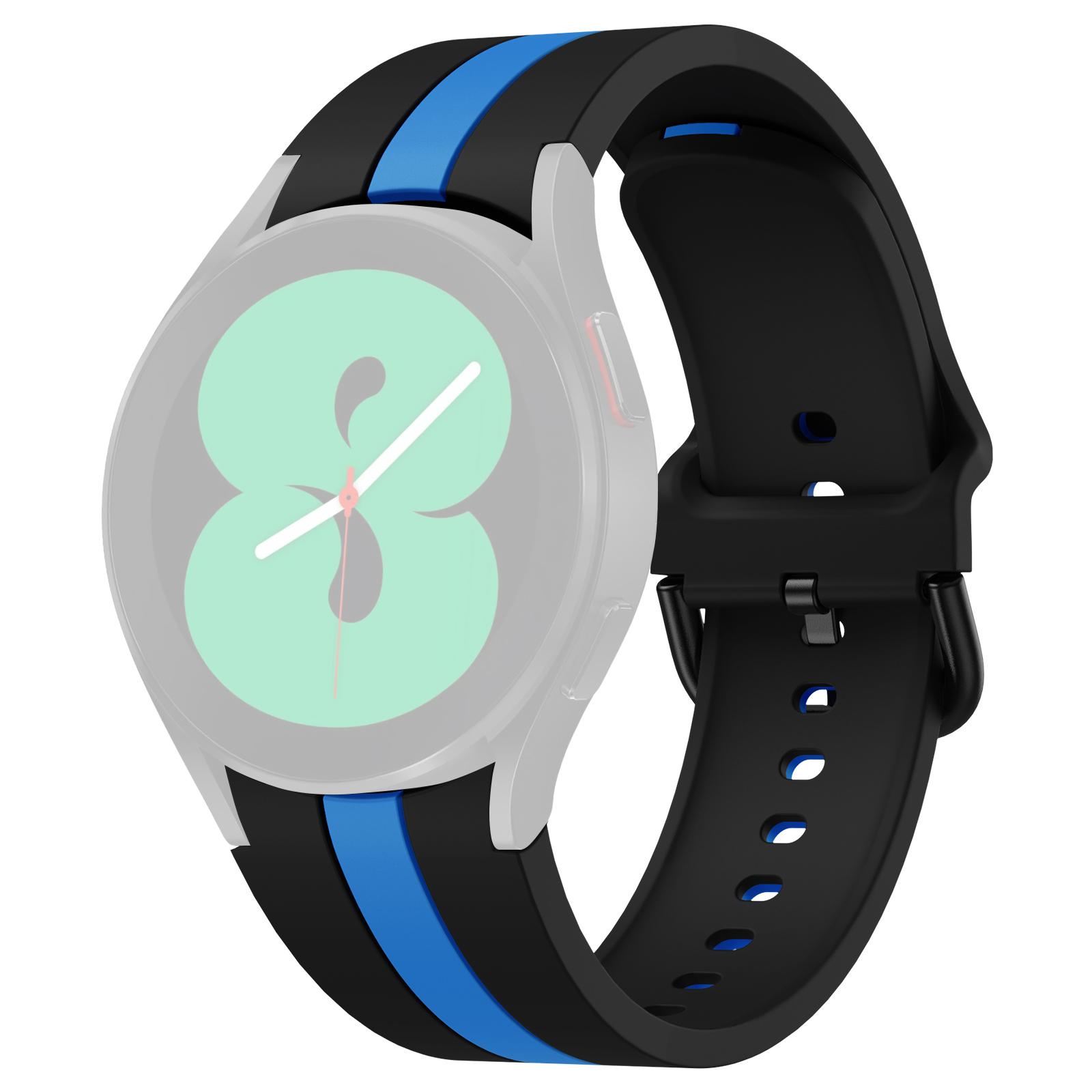 

KALEBOL For Samsung Galaxy Watch FE 40mm/Watch6/Watch6 Classic/Watch 5/Watch 5 Pro Watch Strap Dual Color Silicone Band Black Blue