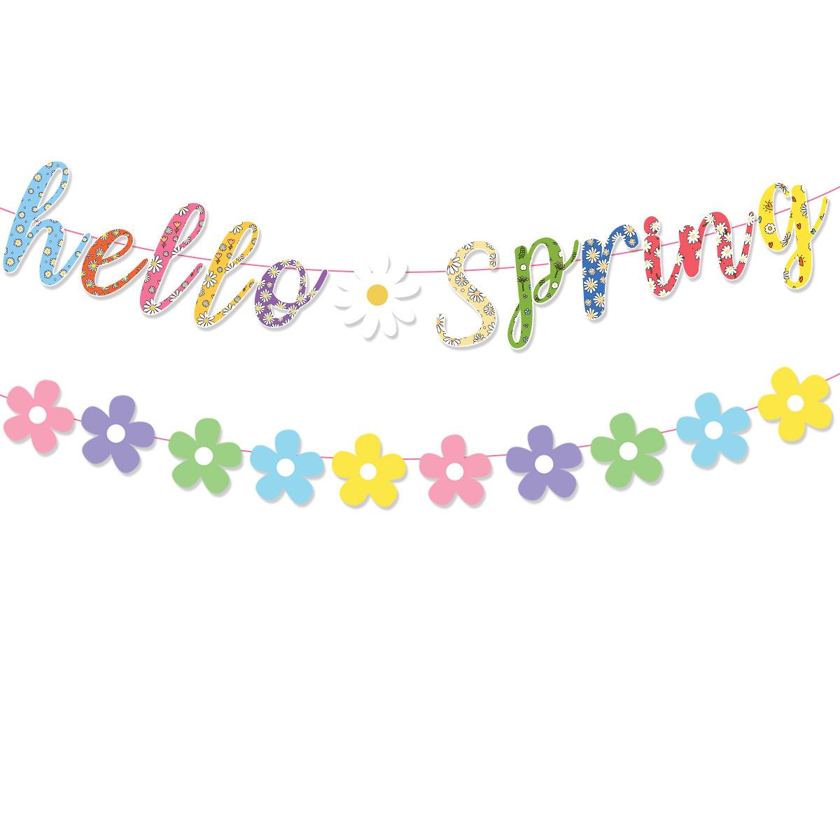 

Баннер Hello Spring Красочные весенние украшения с гирляндой из помпонов для дома, офиса, класса и декора весенней вечеринки разноцветный