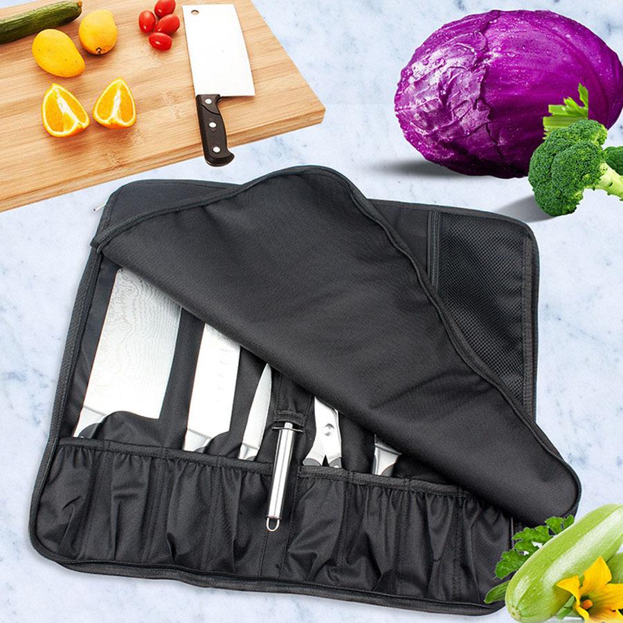 Portable Chef Knife Bag Oxford Durable Professional Kitchen Cleaver Japanese Storage Pocket Carrying Roll Bag Outdoor Organizer