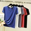 Women's Short-Sleeve Modal V-Neck White Ice Silk Loose T-Shirt
