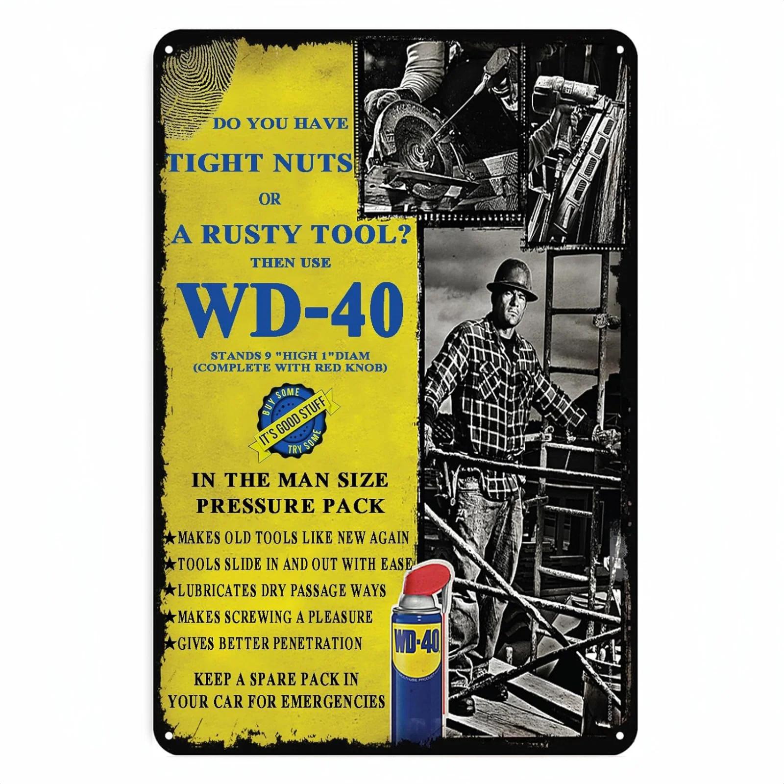 

Потім Використовуйте жестяний знак WD 40 З кумедною цитатою Настінна табличка для гаража Гумористичні літери Декор для чоловічої кімнати Металевий знак Ідеальний подарунок для друзів Коханців 20X30CM
