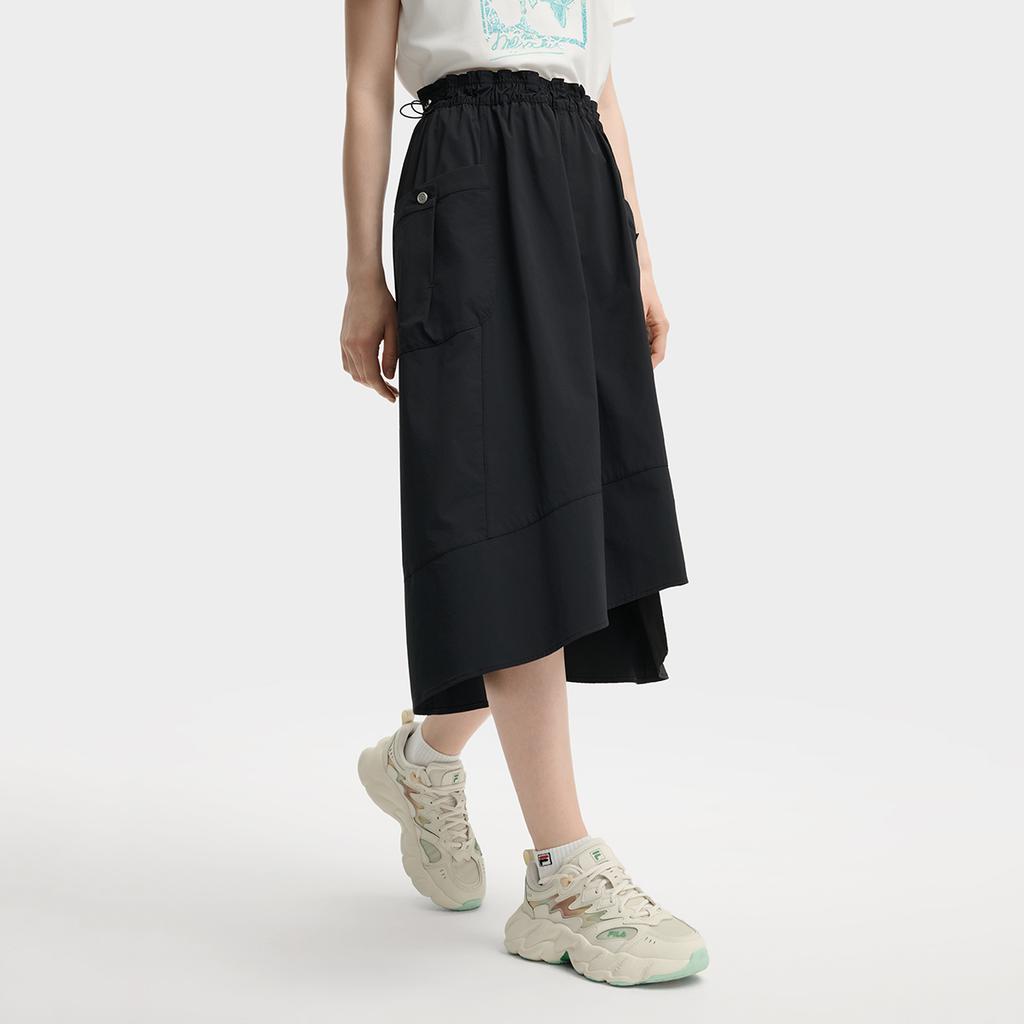 New FILA Casual Long Skirt Women's Jet Black F11W538304F-BK
