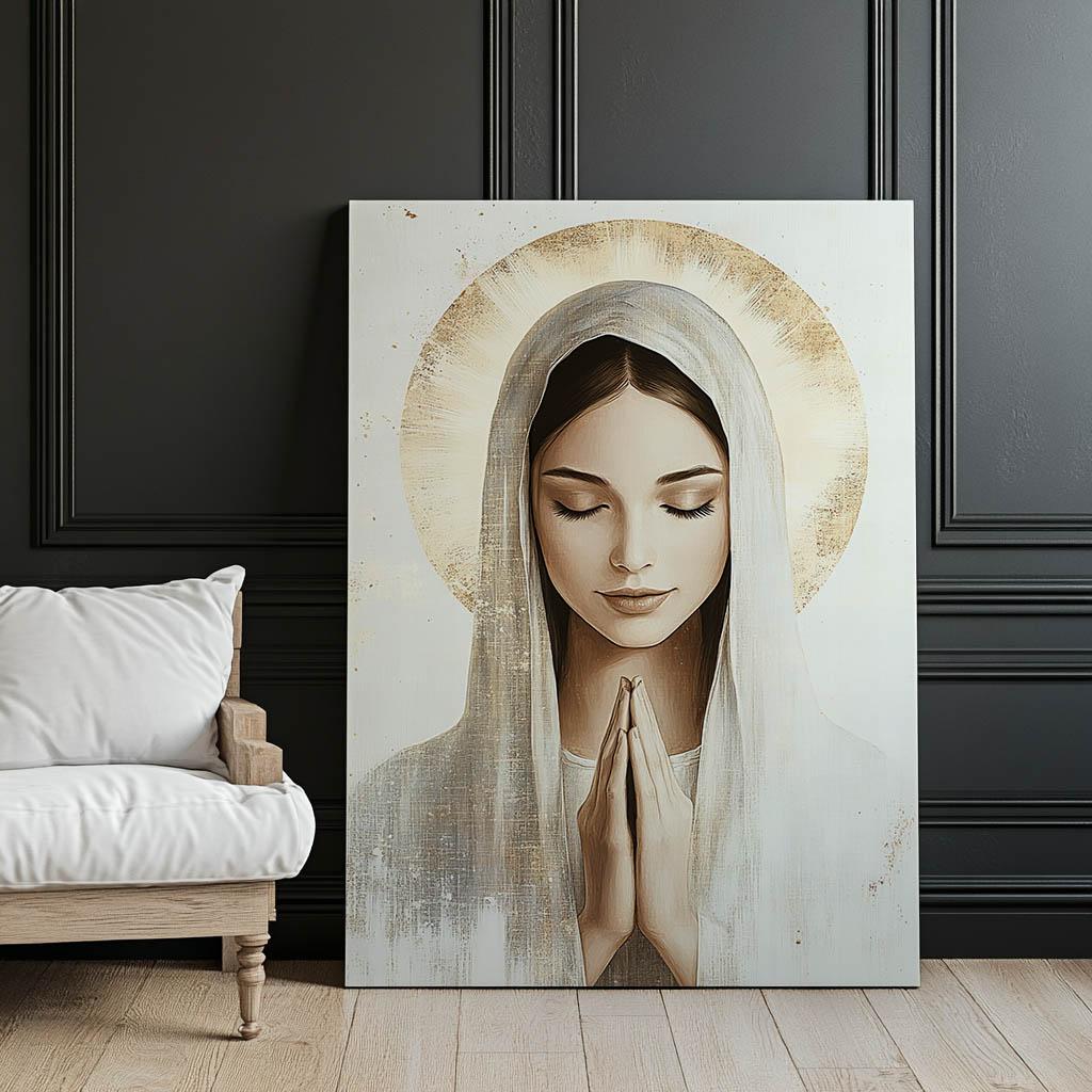Matka Boża W Modlitwie Matka Boża W Modlitwie, 70X100 Cm, Rama Aluminiowa Czarna, Papier Matowy 230 Gsm