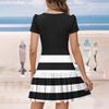 Women's Casual Fashion V-Neck Short Sleeve Patchwork Stripe Print Dresses