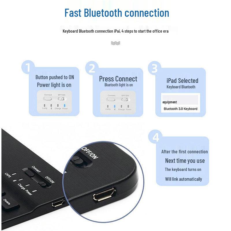 Wireless Bluetooth Keyboard with Colorful Backlight for Mobile Phones and Tablets, Compatible with 7-10 Inch Devices, Luminous Russian Layout