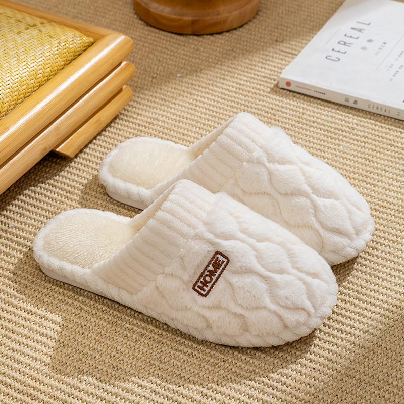Cixi cotton slippers women spring and autumn winter home use indoor non-slip home warmth couple winter plush men