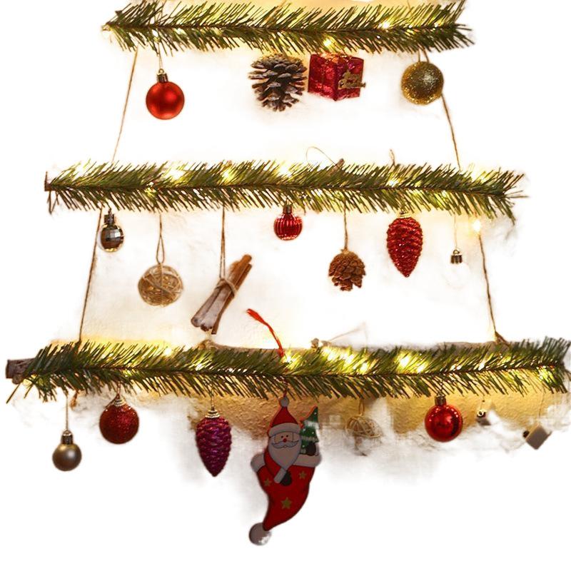 110cm Christmas Tree Shape with Glowing Lights Christmas Balls Wall Pendant Pinecone Vine for Xmas Party Home Pendant  WallDecor