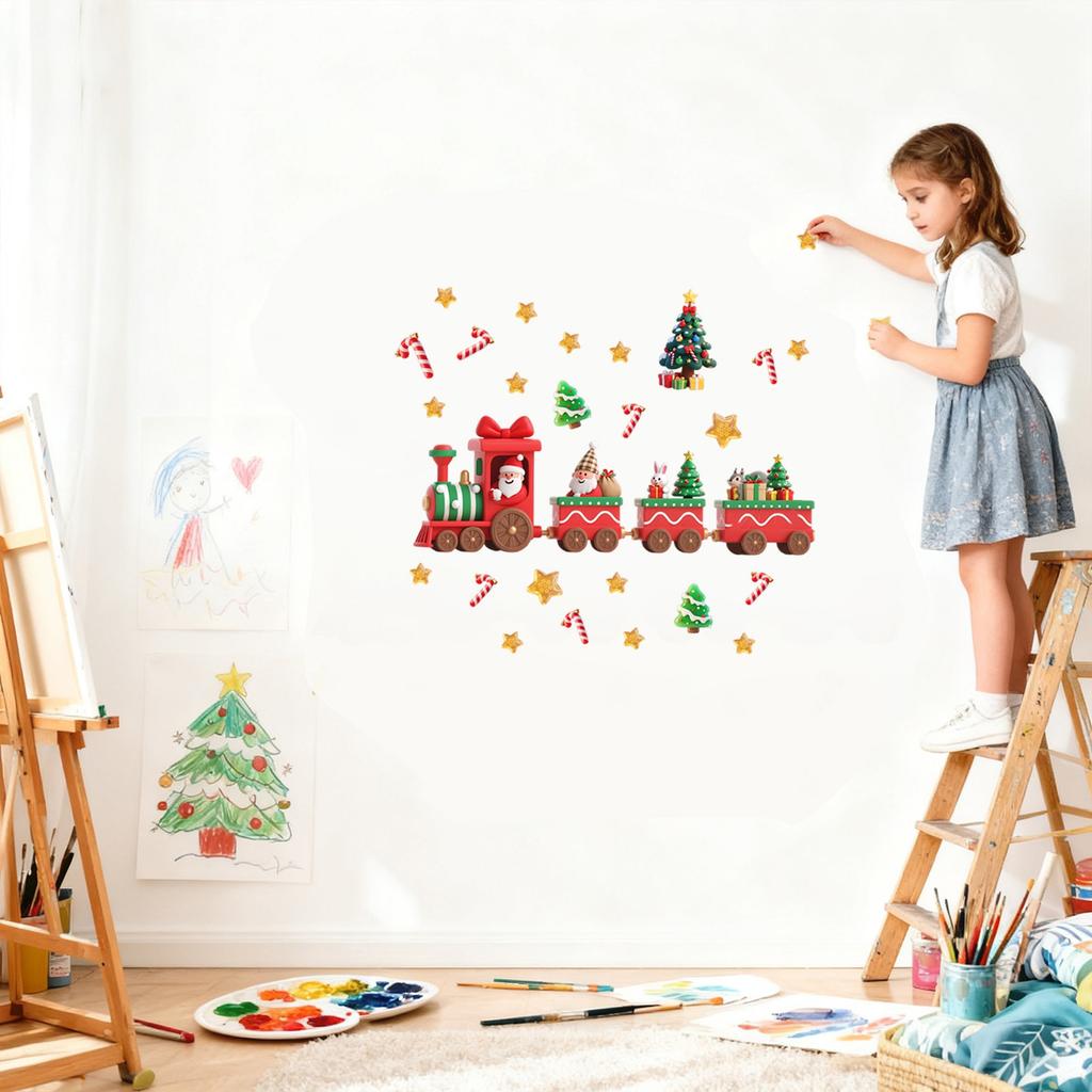 Christmas Door Stickers Train DIY Holiday Decoration Stickers