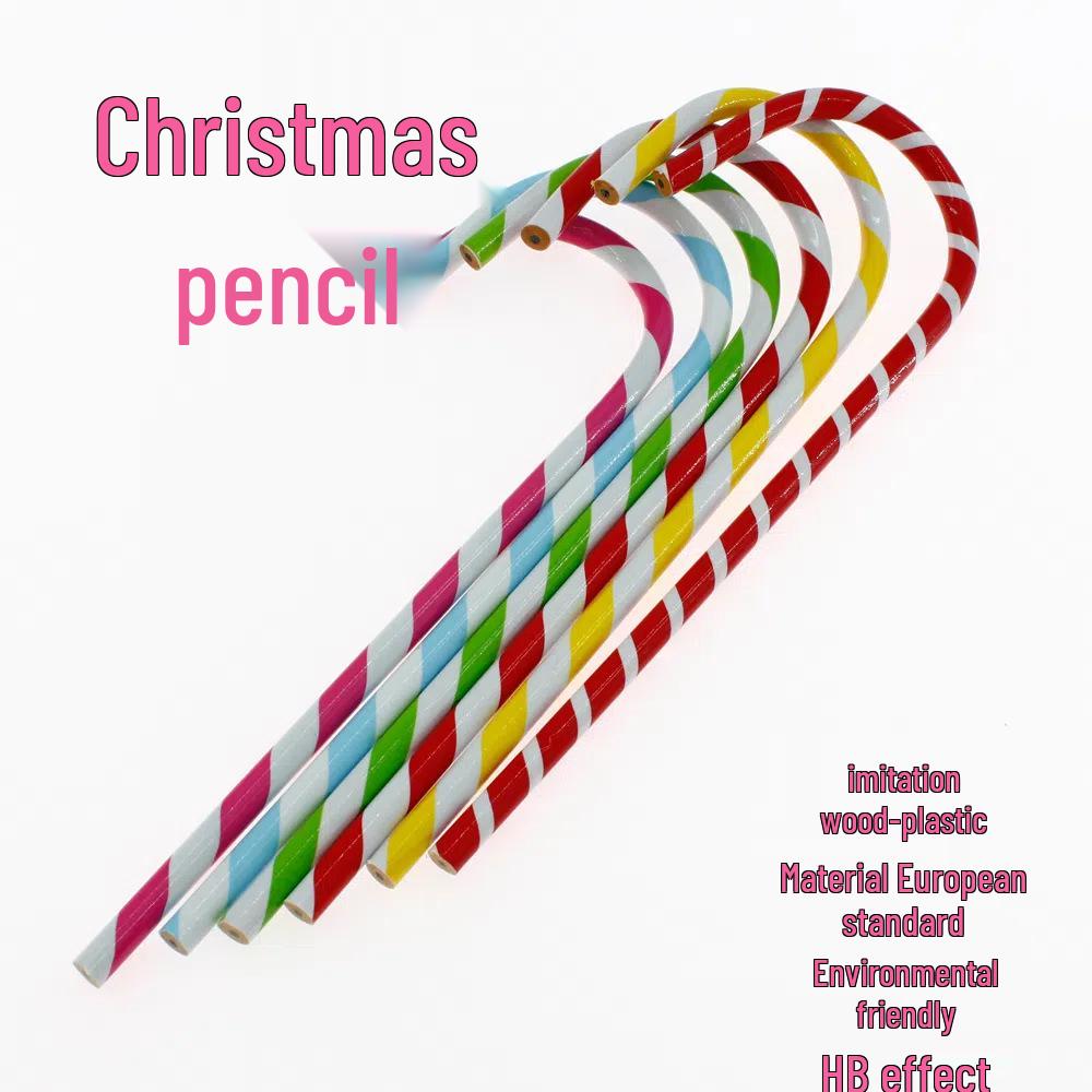 Eco-friendly European Standard Two-color Candy Cane-Shaped Colored Pencil for Christmas