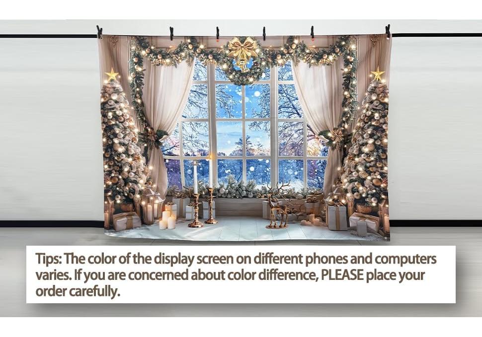 Winter window forest Christmas background banner white snow Christmas tree family holiday party photography background photo decoratio