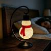 Winter Holiday Decor Christmas Snowman Lantern, Decorative LED Bedside Lamp, Hanging Ornaments Table Night Light for Home Bedroom Indoor Lantern