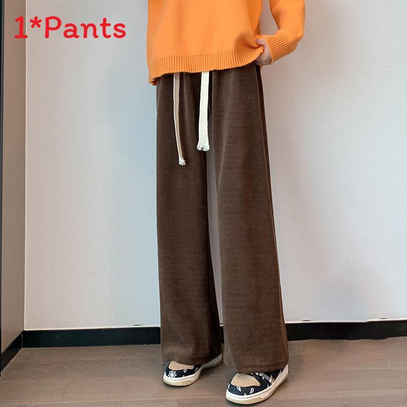 Cotton Corduroy Wideleg Pants For Women Autumn Winter With High Waist And Loose Fit