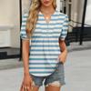 Womens Tops Puff Short Sleeve Shirts Casual V-Neck Summer Tops Button Down Pleated T-Shirts Loose Fit Tunic Blouses