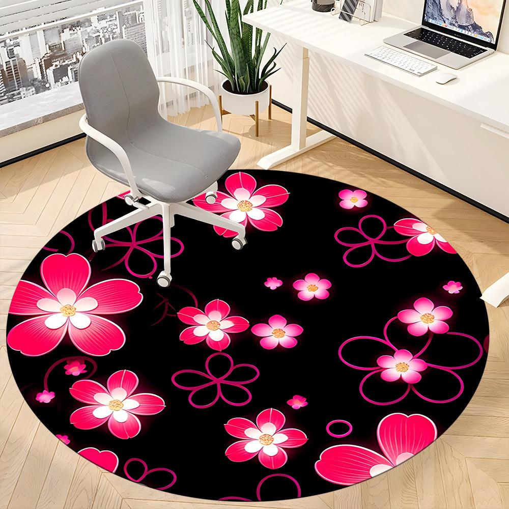 1PC Floral Pattern Chair Carpet for Office, Indoor Non-Slip Washable Carpet, Soft Comfortable Mat For Office Room yy250930137