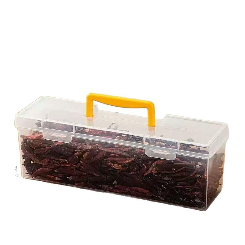 Contenedor de Almacenamiento de Especias Reutilizable de 6 Compartimentos a Prueba de Humedad Caja de Almacenamiento de Plástico Sellada con Asa Organizador de Cocina