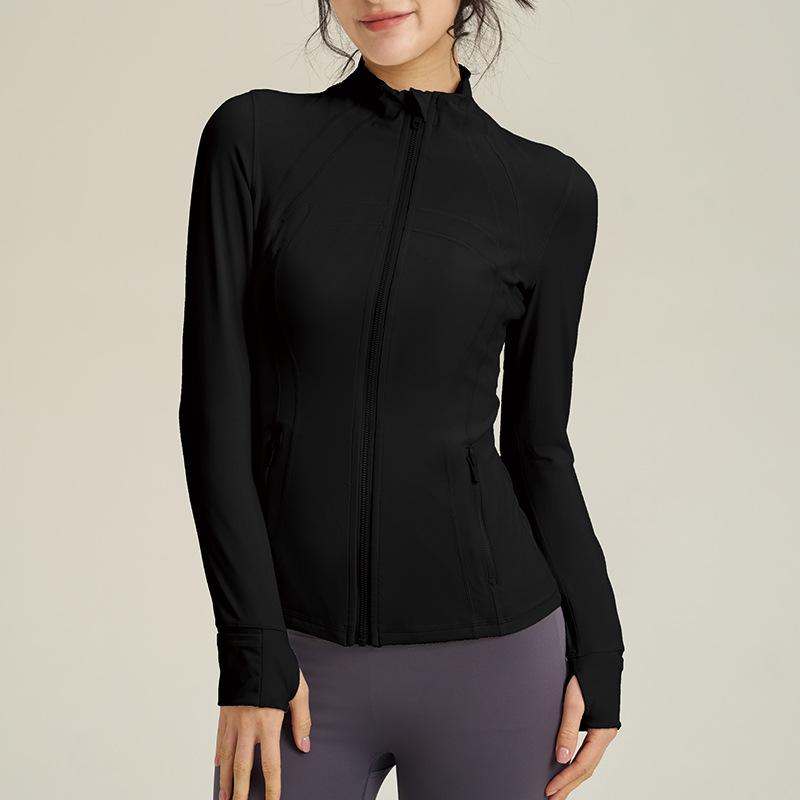 Sports cardigan women's nude fitness clothes stand-up collar long-sleeved jacket shapewear running tights slim yoga clothes