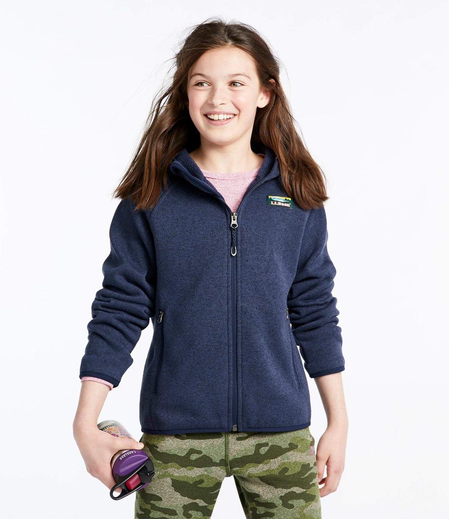 Fleece Hooded Big Size Bright Navy 0TRY323006 L.L.Bean Kids' Sweater, Kids, L, Blue,