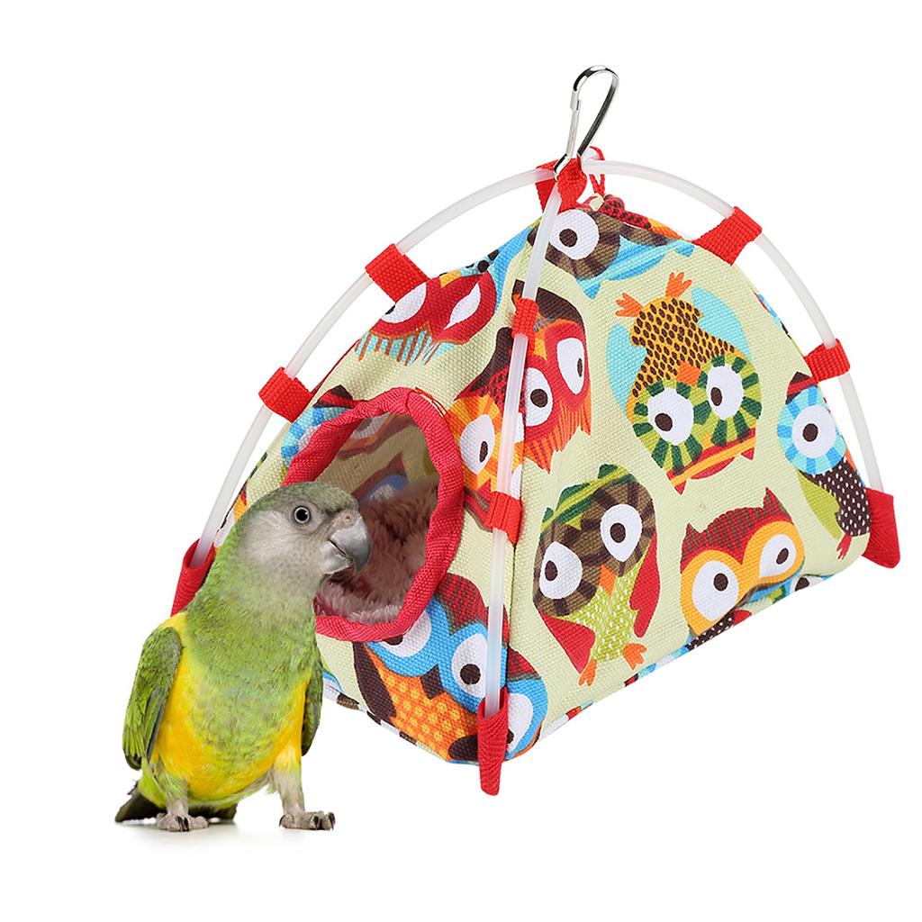Windproof Warm Snuggle Hut Cage Bed Cave for Pet Bird (Owl S)