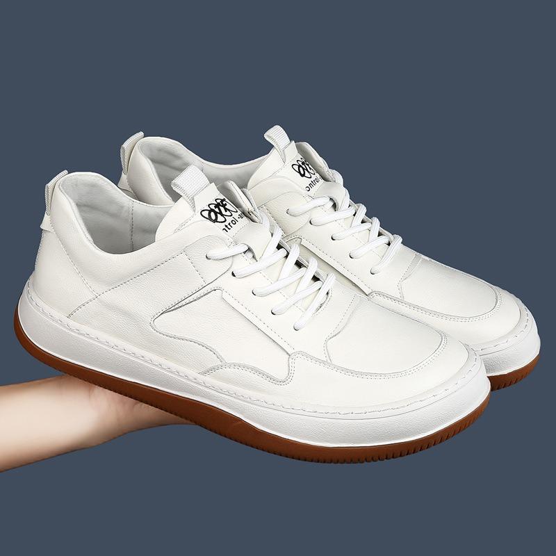 Spring new breathable casual leather shoes crooked clown shoes thick baseplate shoes men's shoes trendy shoes