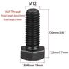 SeraphinaT M12-1.75 X 150mm Carbon Steel Grade 8.8 External Hex Head Screw Bolts