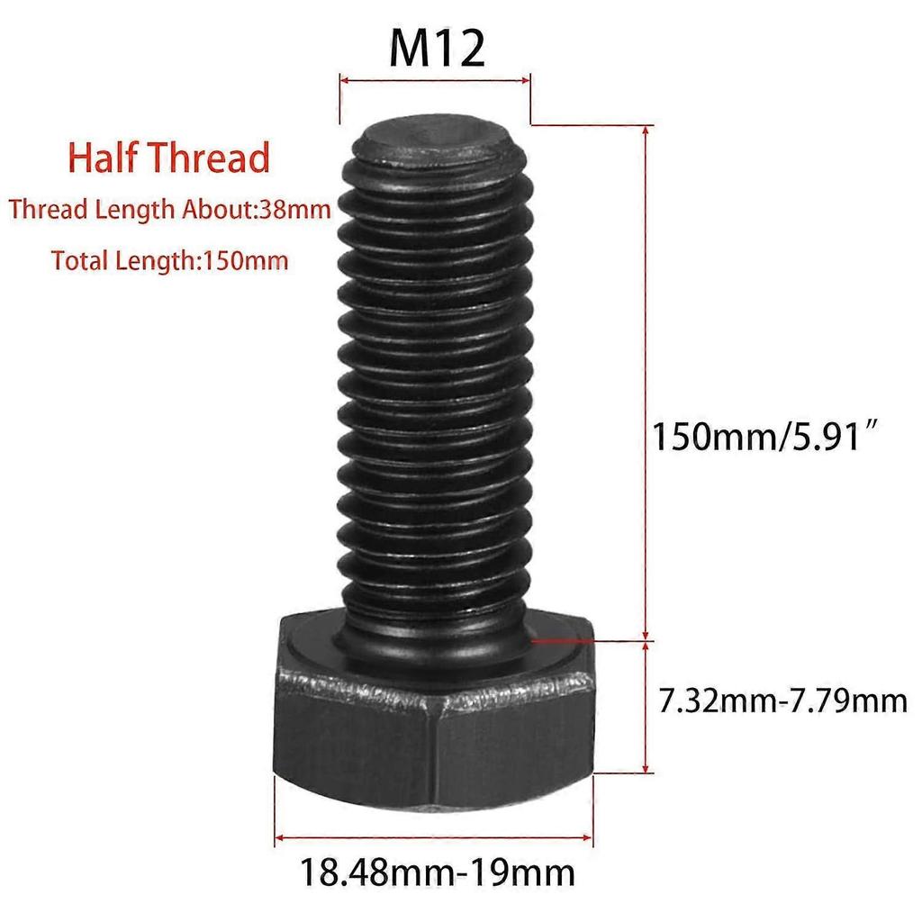 SeraphinaT M12-1.75 X 150mm Carbon Steel Grade 8.8 External Hex Head Screw Bolts