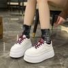 Leather platform white shoes women's 2025 new autumn and winter velvet versatile small board shoes heightening casual sports shoes