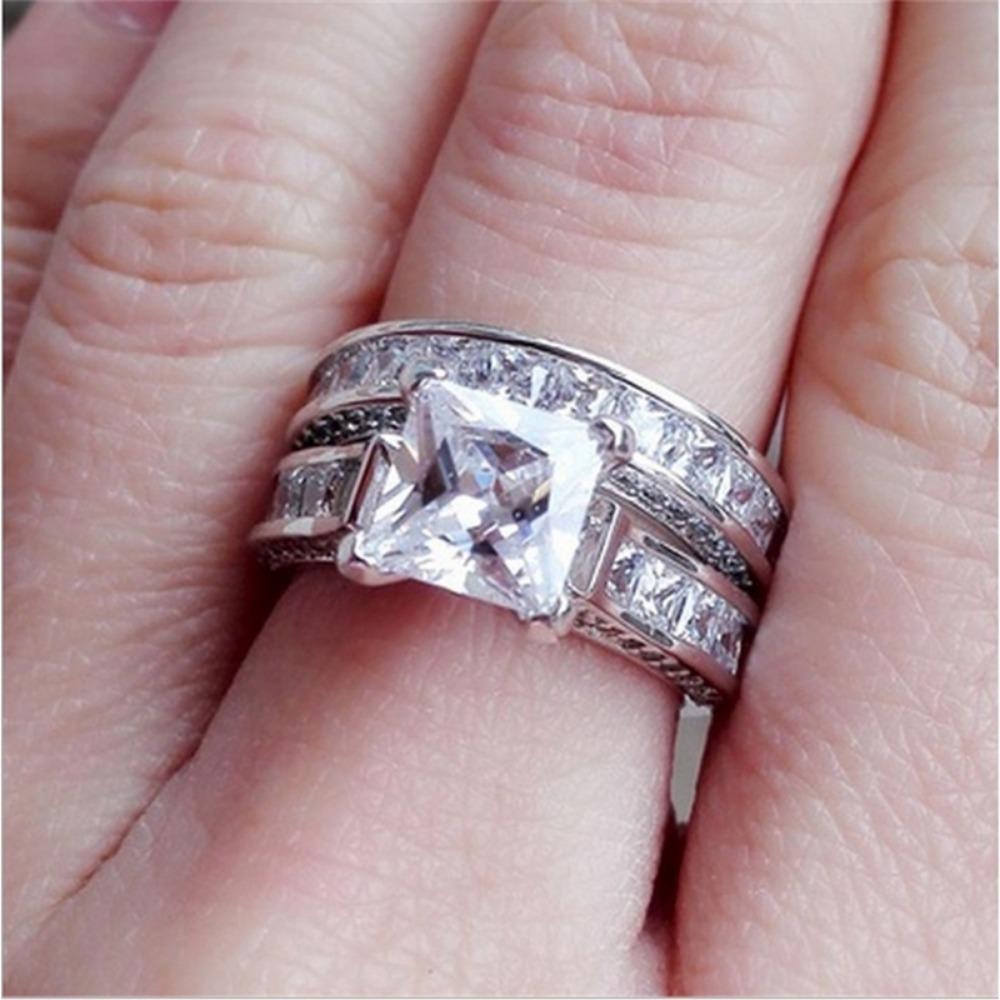 Geometric Fashion Luxury New Simple Creative Trend Exquisite Zirconia Ring Couple Engagement Wedding Ring Zircon Banquet Gift
