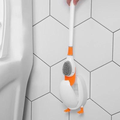 Neues Silikon-Toilettenbürsten-Set Niedliche Tauchente Wandmontiert Bodenstehend Langstielig Badezimmer Tiefenreinigung TPR Zubehör