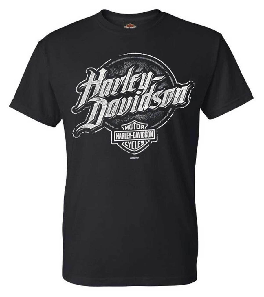 T-shirt Girocollo in Cotone con Stemma Harley Davidson Ruggine