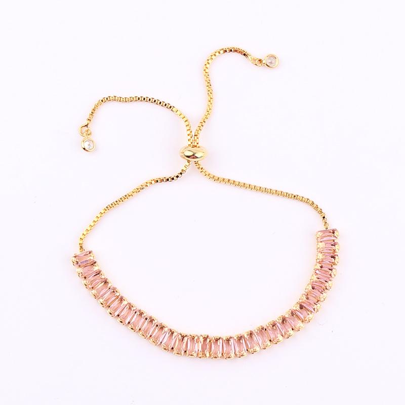 

Женский теннисный браслет из настоящего золота с радужным дизайном из чистого циркона 18K