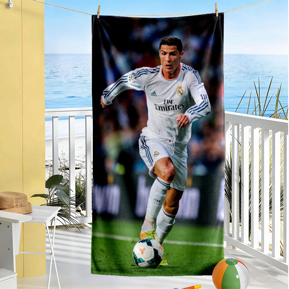 Full Moon Soccer Player Beach Towel Soft Durable Quick-Dry Comfortable Lightweight