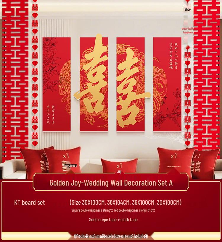 Doppelglück Hochzeitszimmer Dekorationsset für Sofa-Hintergrundwand