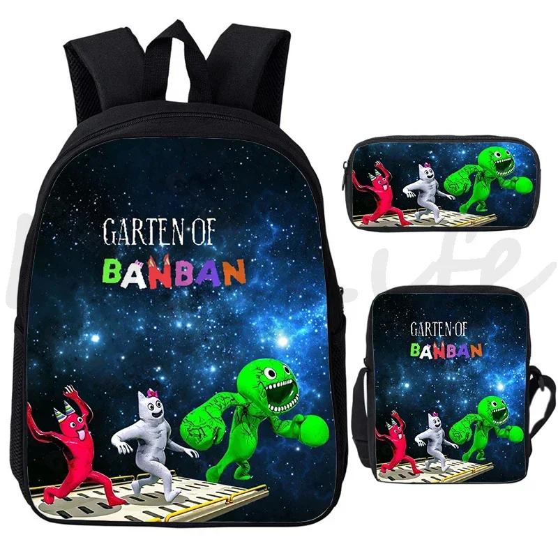3Pcs/set Garten Of BanBan Backpack Anime Game School Bags Boys Girls Bookbag Cartoon Large Capacity Children Schoolbag Mochila
