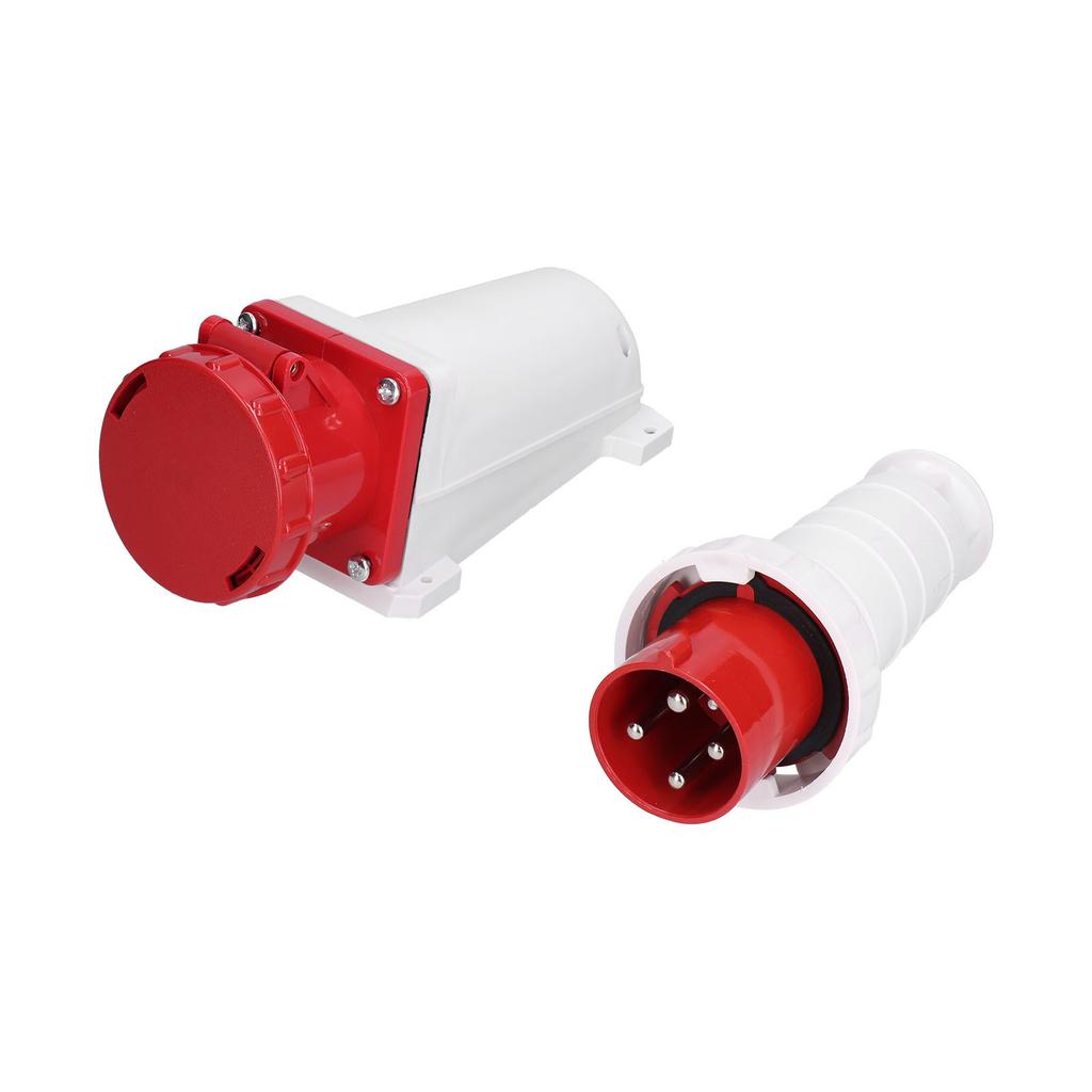 Conjunto de conectores de tomada industrial IP67 à prova d'água 3 fases de energia 4 pinos 63A 3P+E 380415V