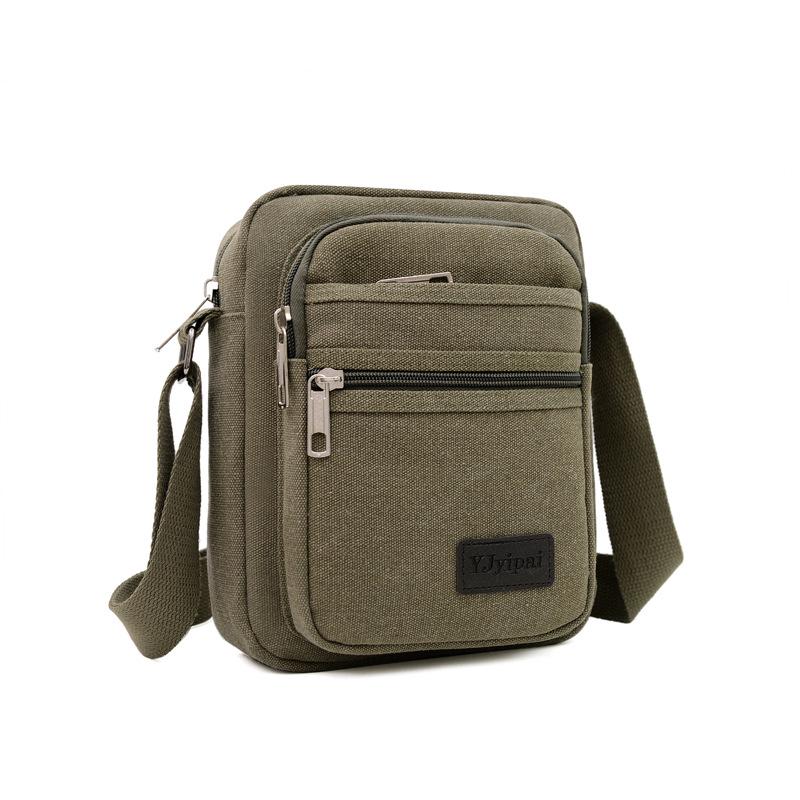 Men's Retro Fashion Canvas Crossbody Bag - Breathable, Solid Color Design