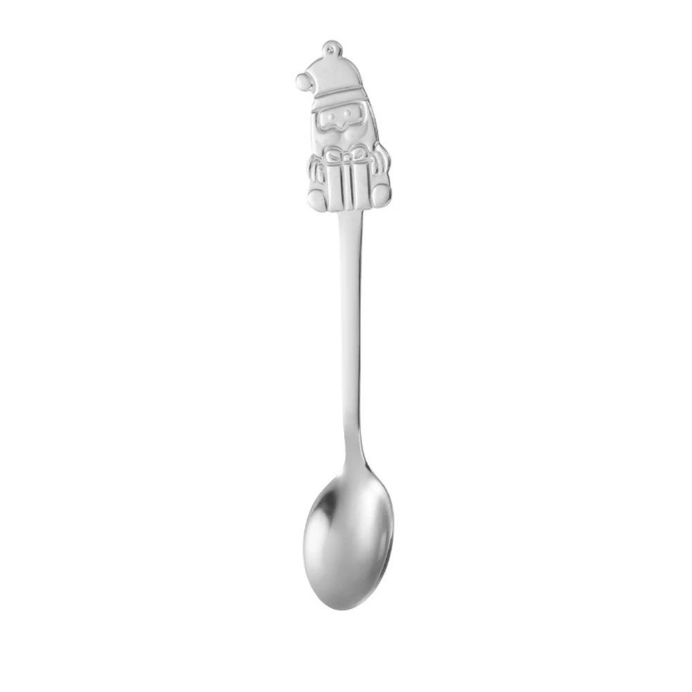 4/1PCS Christmas Dinnerware Stainless Steel Coffee Spoon Dessert Fruit Fork Cartoon Santa Claus Spoon Fork Xmas Table Supplies
