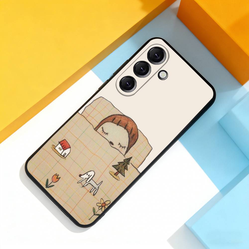 Y-Yoshitomos Art N-Nara Cute Phone Case For Samsung Galaxy A 73,72,51,53,52,71,22,5G,Note,J7,8,9 Soft Precise Hole Black Cover