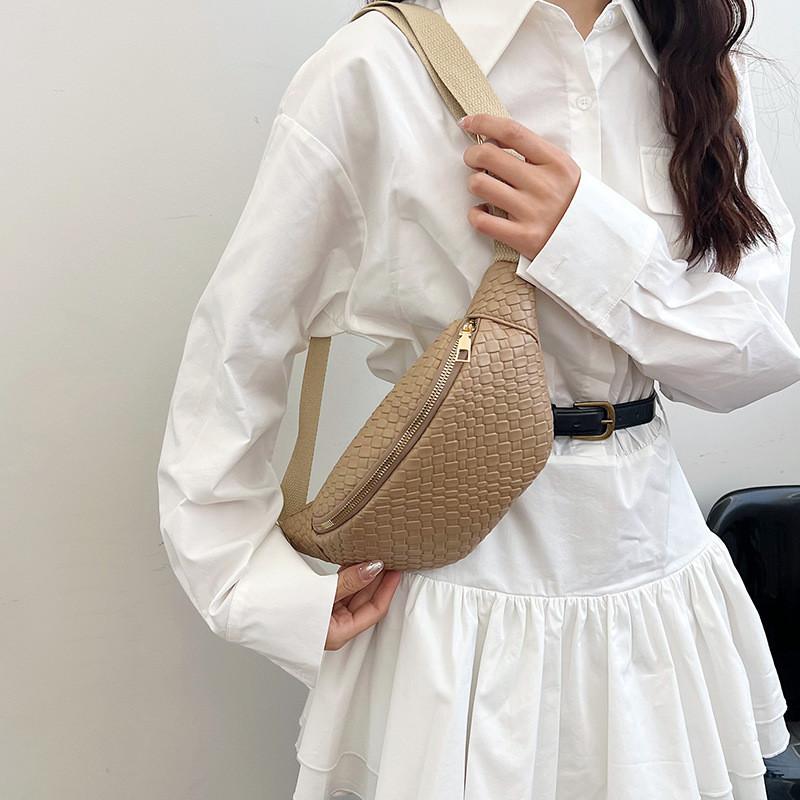 Stylish White Black And Khaki Women's Chest Bag For Casual Retro Summer Outfits