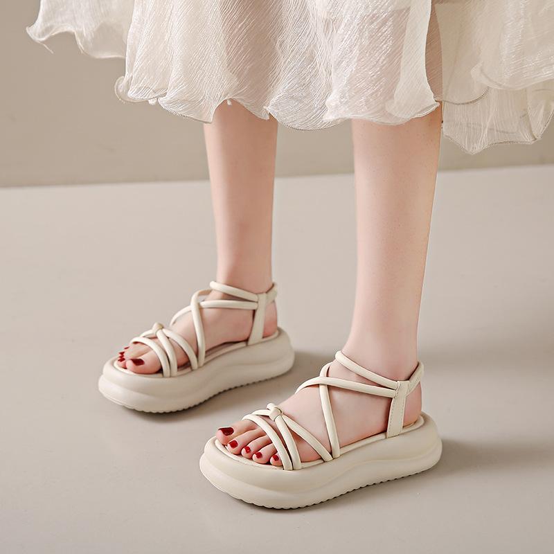2024 New Style Summer Roman Style Elevator Sandals with Soft Sole and Wedge Heel for Women