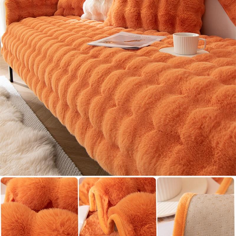 Solid Color Plush Sofa Covers Non Slip Thicken Soft Mat Winter Warm Washable Couch Living Room Towel Slipcovers