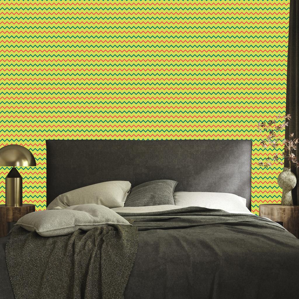 Zigzag Gold and Yellow Wallpaper for Living Room and Bedroom 50x1000
