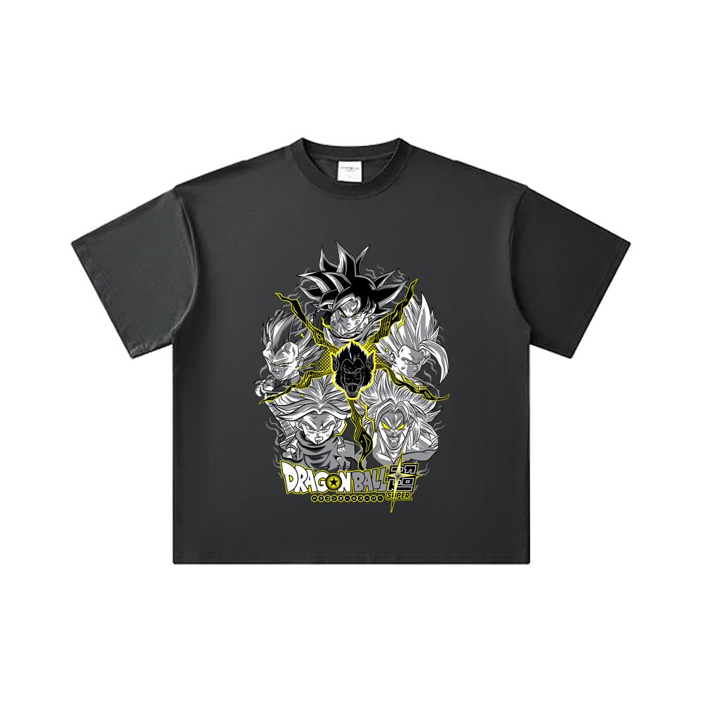 260 GSM Double Yarn 32 Count 100% Cotton Dragon Ball V49 Super Saiyan Print Unisex Heavy Cotton T Shirt