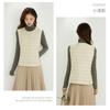 Women Collarless Down Vest Lightweight V Neck Warm Inner Liner Plus Size