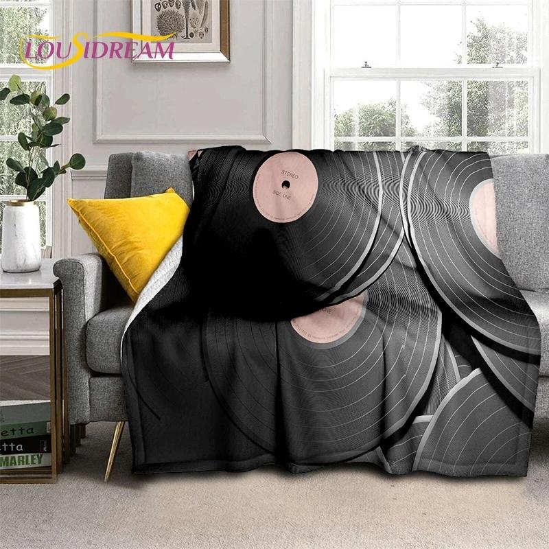 Vinylová deska Hudba DJ Displej Páska Měkká flanelová deka na postel Ložnice Pohovka Piknik, Přehozová deka na přikrytí Venkovní volný čas Dárek