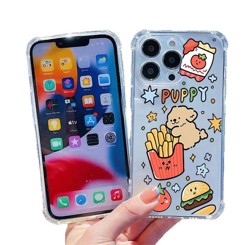 Transparent Four Corner Anti Drop Phone Case 13pro for Apple 16pm Airbag Anti Drop Phone Case Cartoon Fashion Trend Ins