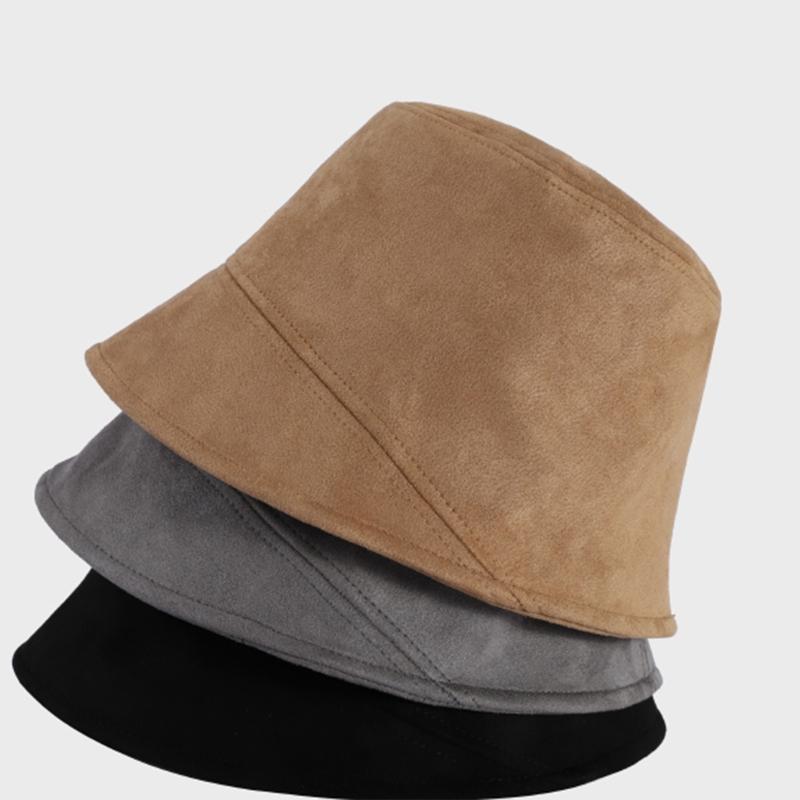 All-match Retro Suede Basin Hat Fashion Fisherman Hat Windproof Bucket Hat for Fall Winter Daily Wear Morning Workout